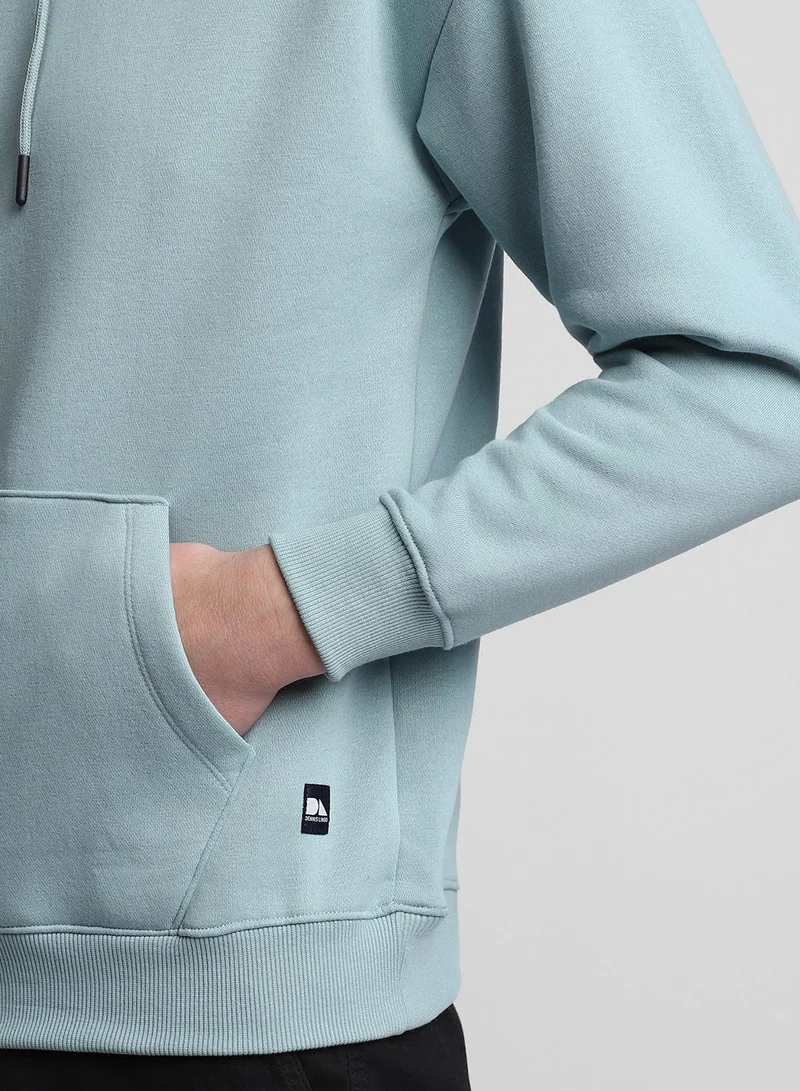Dennis Lingo Regular Fit Sea Green Solid Hooded Sweatshirt for Men - Polycotton, Full Sleeves