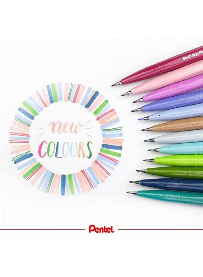 Pentel قلم فرشاة بينتل سيجن SES15C-12 بألوان باستيل، متنوع - Image 2