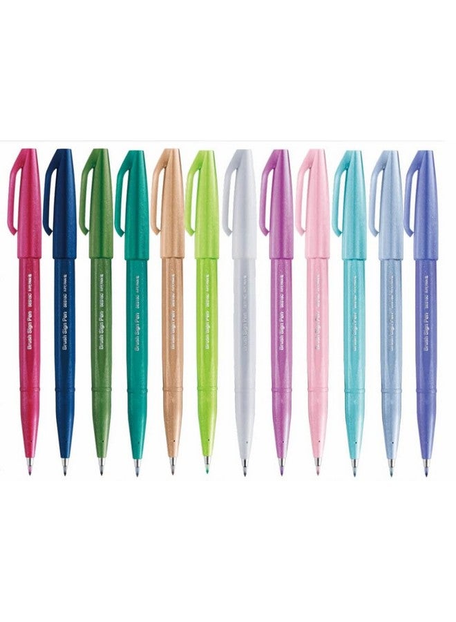 Pentel قلم فرشاة بينتل سيجن SES15C-12 بألوان باستيل، متنوع - Image 1