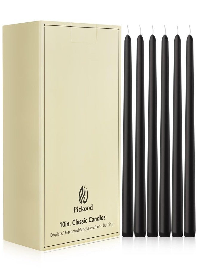 Pickood 10-Inch Tall Unscented Dripless Taper Candles Bulk 30 Pack - Black Taper Candles Bulk, Perfect for Wedding, Dinner - Smokeless, 6-8 Hour Long Burning - Colored Candlesticks Bulk - Black - Image 1