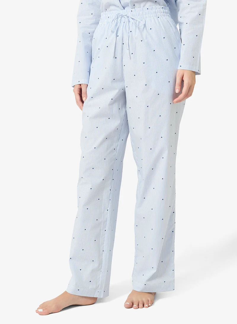 هانك مولر بنطلون بيجامة بقلوب مخططة