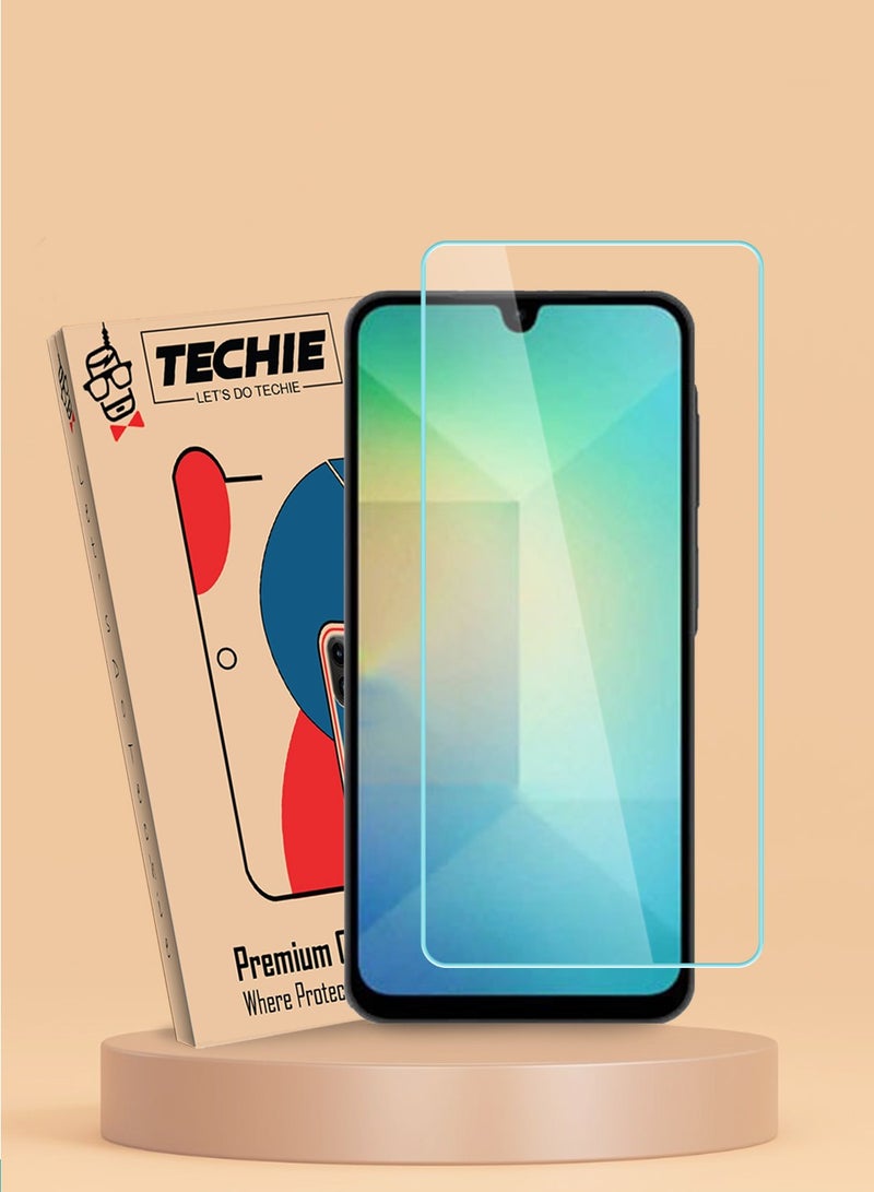 Techie حماية شاشة زجاجية مقسّاة HD لجهاز سامسونج جالاكسي A26 - مضادة للانعكاس ومضادة للفقاعات 9H صلابة 0.33 مم حواف مدورة سهلة التركيب - Image 1