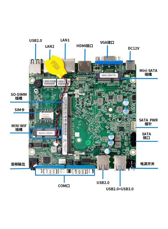 UDPTCP Fanless Mini PC, Industrial PC, Mini Computer Dual Core N2840, 4K HD+VGA, 2Gigabit Ethernet, USB, Mini Desktop PC 2 RS232 COM, WiFi/Win10/Linux, NO RAM NO SSD (NO RAM NO SSD) - Image 2