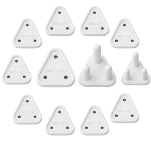 AWEJOY 12 Piece Baby Proof Socket Covers – Electric Socket Protector, Child-Safe Switch Board Dummy Plugs, Baby Safety Guards for Home (White) - Image 1
