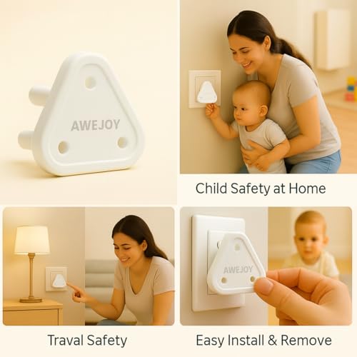 AWEJOY 12 Piece Baby Proof Socket Covers – Electric Socket Protector, Child-Safe Switch Board Dummy Plugs, Baby Safety Guards for Home (White) - Image 5