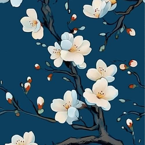 HOMETITUTE Magnolia Wallpaper Peel and Stick Dark Blue Floral Contact Paper Wall Paper Stick 177 x 1181 Self Adhesive Vinyl Wall Covering for Bedroom Study Accent Decor - Image 3