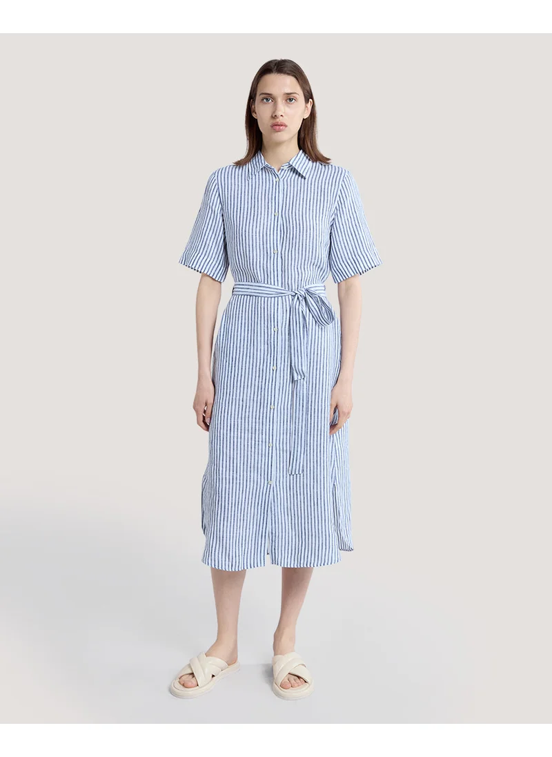 غانت Gant Striped Linen Shirt Dress
