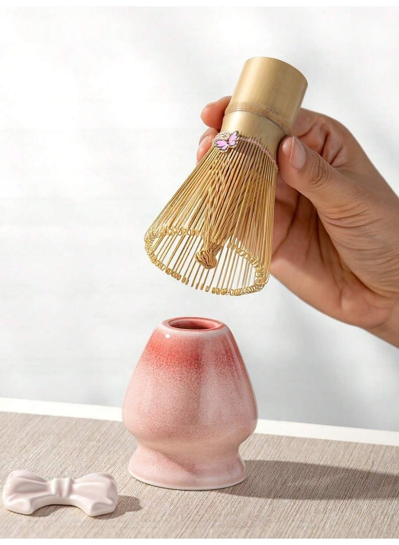 7pcs Pink Handmade Porcelain Matcha Kit, Idealfor Home Tea Ceremony, Relaxing DailyGreen Tea Brewing, Perfect Gift for TeaLovers, Elegant Tabletop Tea Accessory forKitchen & Majlis Decor, Premium MatchaMaking Utensils Set with Gift Box forRamadan Gifting, Eid Present & ArabicHospitality  Use - Image 4