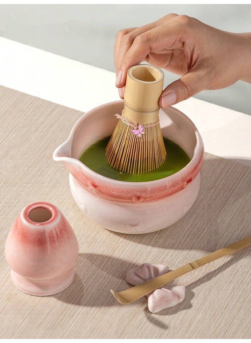 7pcs Pink Handmade Porcelain Matcha Kit, Idealfor Home Tea Ceremony, Relaxing DailyGreen Tea Brewing, Perfect Gift for TeaLovers, Elegant Tabletop Tea Accessory forKitchen & Majlis Decor, Premium MatchaMaking Utensils Set with Gift Box forRamadan Gifting, Eid Present & ArabicHospitality  Use - Image 5