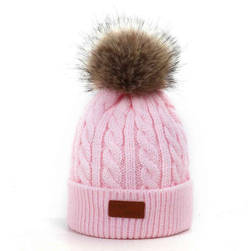 Kids Knit Beanie Scarf Set Winter Warm Pom-Pom Gray scarf  - Image 5