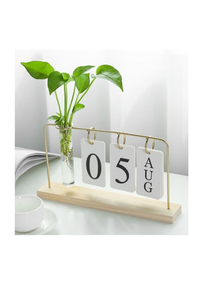 MIXDE مزهرية زجاجية إبداعية لنباتات مائية وتقويم سطح المكتب باللون الذهبي - Image 4