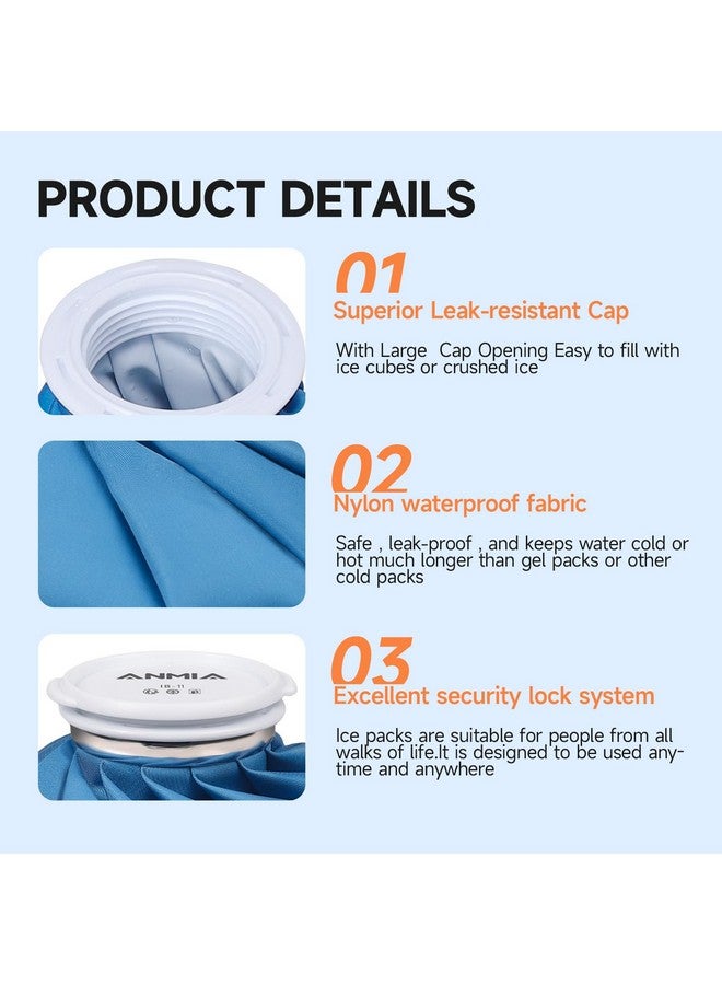 ANMIA ANMIA Ice Pack Bags with Wrap for Injuries Reusable, Cold Pack Water Bag Hot Bag for Pain Relief, Leak-Proof Elastic Ice Bag, Size 9'' - Image 5