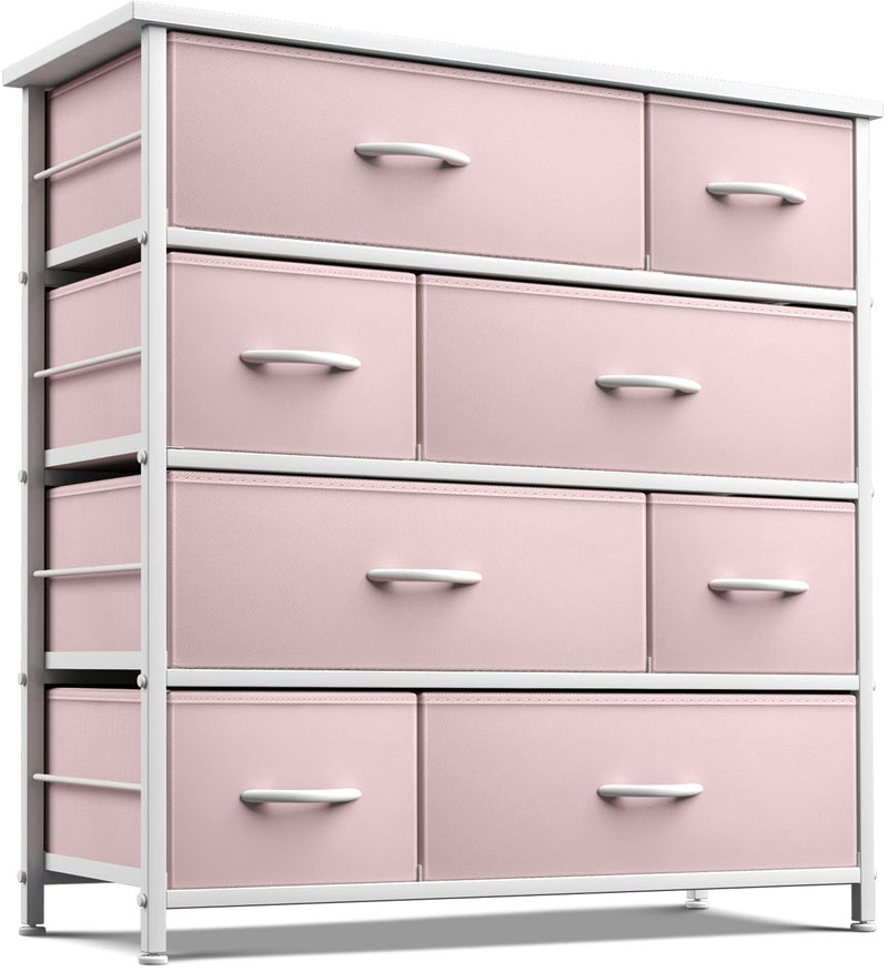 Sorbus Sorbus Dresser with 8 Drawers  Furniture Storage Chest for Kids Teens Bedroom Nursery Playroom Clothes Toys  Steel Frame Wood Top Fabric Bins Pink 
