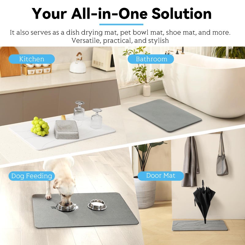 Realion Stone Bath Mat, Dries Quickly, Non-Slip Diatomaceous Earth Bath Mats for Bathroom, Super Absorbent Stone Shower Mat, Easy to Clean, 23.5" x 15.5" Dark Gray - Image 5