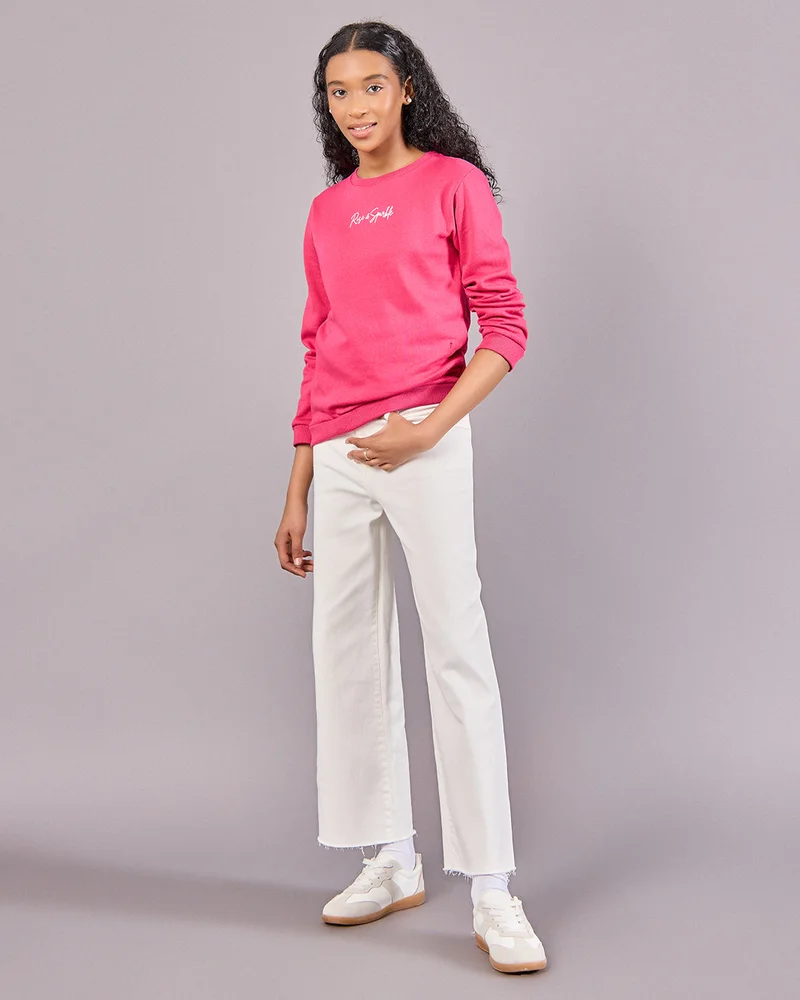 Redtag Senior Girls Fuchsia Printed Sweatshirt