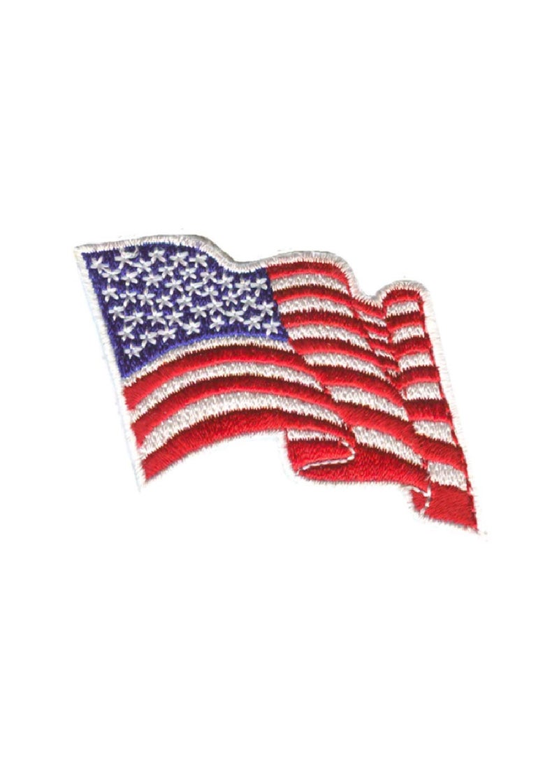 AE Girl Boy Cub Waving Wavy American Flag 2 inch Iron On Embroidered Patch Scouts 