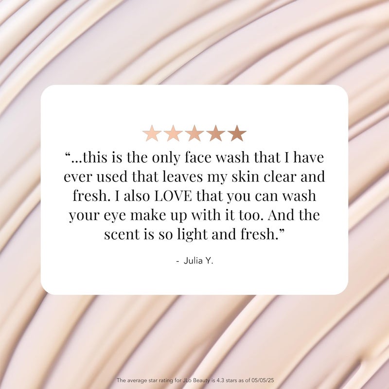 JLO Beauty غسول وجه جل كريمة من JLO BEAUTY، منظف وجه يومي ومزيل مكياج، تركيبة للعناية بالبشرة خالية من الكبريتات مع مضادات الأكسدة، منظف وجه لطيف للنساء، That Hit Single، 5 أونصة - Image 5