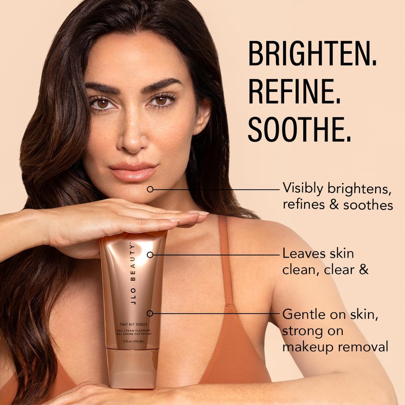 JLO Beauty غسول وجه جل كريمة من JLO BEAUTY، منظف وجه يومي ومزيل مكياج، تركيبة للعناية بالبشرة خالية من الكبريتات مع مضادات الأكسدة، منظف وجه لطيف للنساء، That Hit Single، 5 أونصة - Image 2