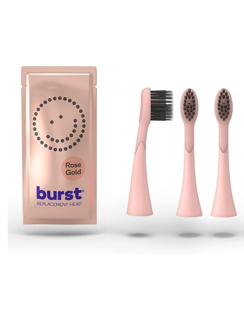 BURST BURST Toothbrush Heads - Genuine BURST Electric Toothbrush Replacement Heads for BURST Sonic Toothbrush – Charcoal Soft Bristles for Deep Clean, Stain & Plaque Removal - 3-Pack, Rose Gold  - Image 1