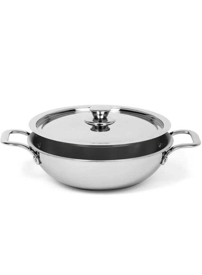 WEKTU TRIPLY KADHAI STAINLESS STEEL TRIPLY KADHAI|KADHAI with LID 22 CM DIAMETER Kadhai 22 cm diameter with Lid 2.2 L capacity (Triply, Induction Bottom) - Image 1