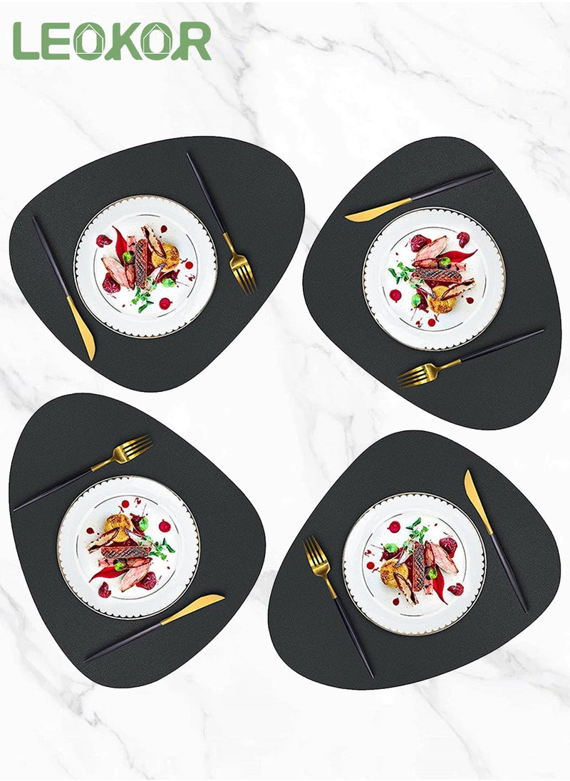 LEOKOR 4 Piece Waterproof Washable Table Mat Heat Resistant Non Slip Placemat Leather Placemat  - Image 1