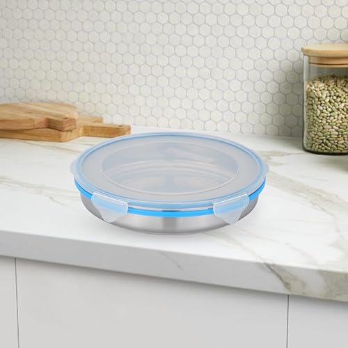 STEELLOCK Stainless Steel Airtight Flat Storage Container| Food Grade Certified| Transparent Top Silicon Lid With Clamp| 1 Pc Set, 1000 ml Each - Image 2