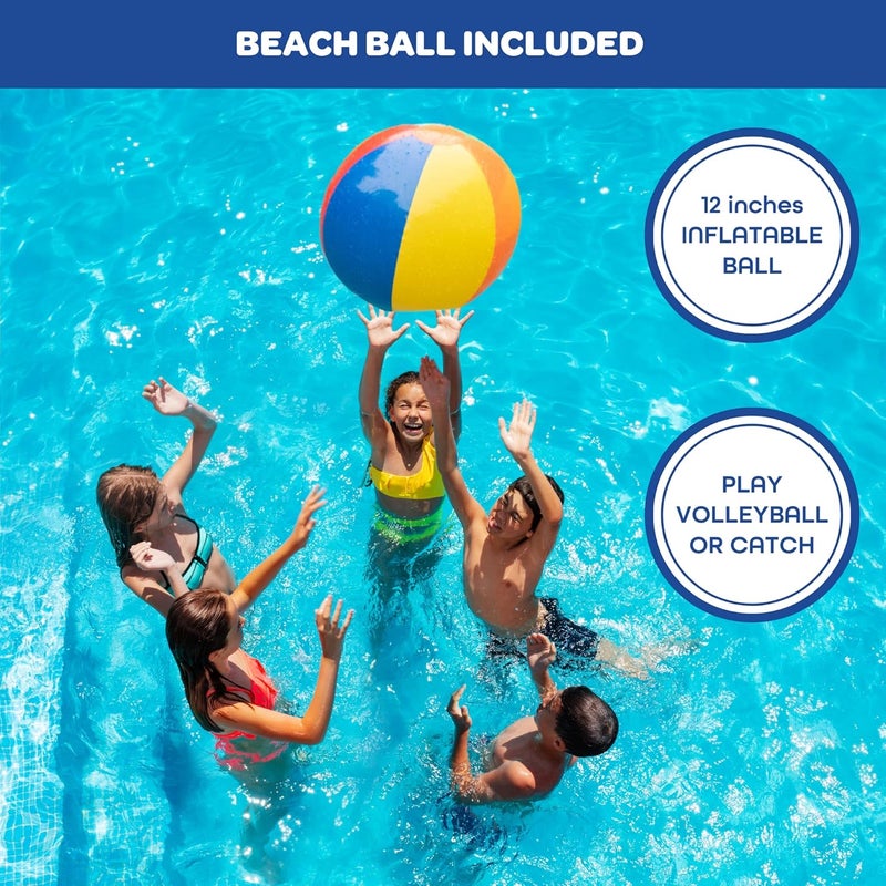 SCS Direct Giant Inflatable Palm Tree Volleyball Net Set w Ball- 12 ft Long Extra Large Size-Durable Thick PVC Material, Easy to Inflate- Outdoor/Backyard Summer Pool Party, Kids Water Toy Game Float, Xmas Gift - Image 3