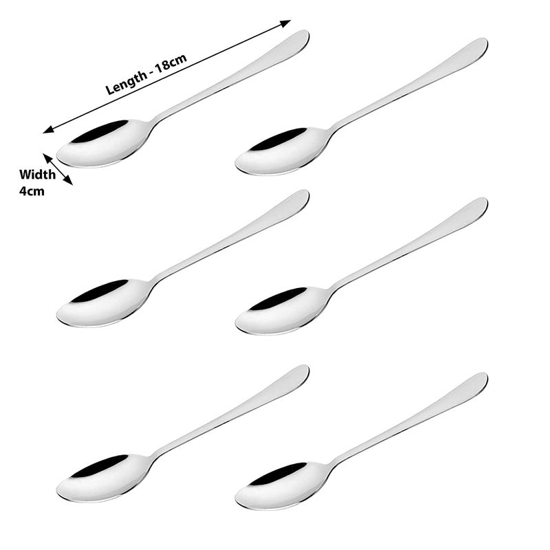 MARWALL 24 Piece Set Stainless Steel Cutlery Set Spoon Fork Contains 6 Table Spoons 6 Tea Spoons 6 Forks 6 Dessert Spoons Silver - Image 4
