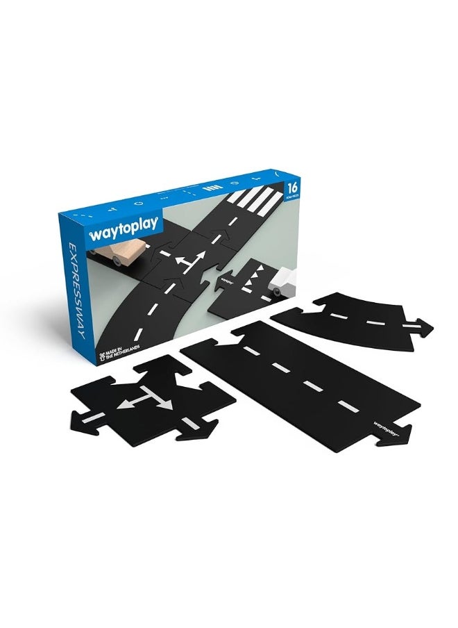 Waytoplay - Waytoplay Expressway, 16 Piece Circuit for Toy Cars - Flexible, Indestructible, and Waterproof - Modular Car Tracks - Made in The Netherlands - Image 1