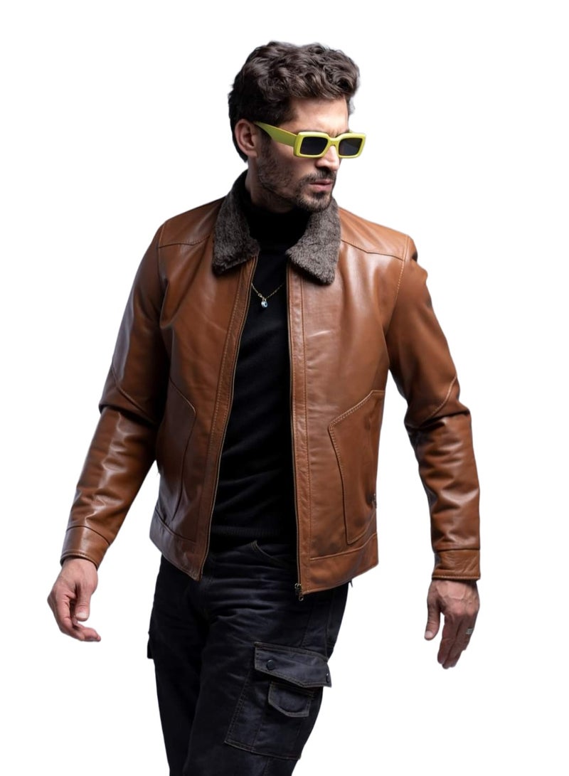 Top leather (v1) Men's Genuine lambskin Leather Jacket Premium Quality 10 years Warranty  - Image 2