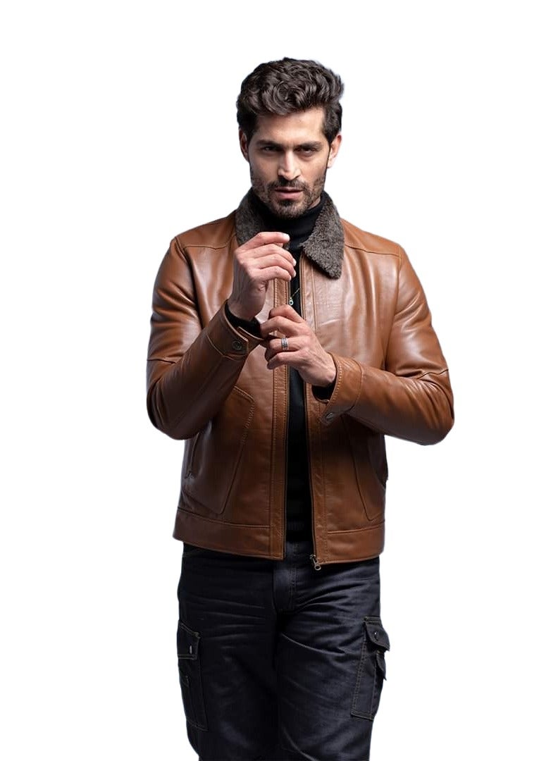 Top leather (v1) Men's Genuine lambskin Leather Jacket Premium Quality 10 years Warranty  - Image 3