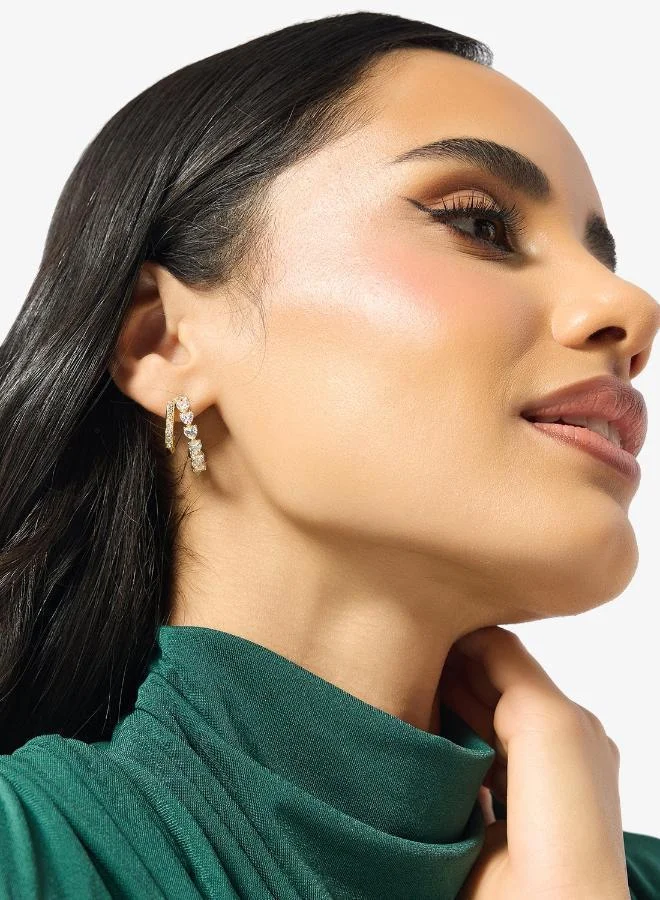 GUESS Crystal Double Hoop Earrings