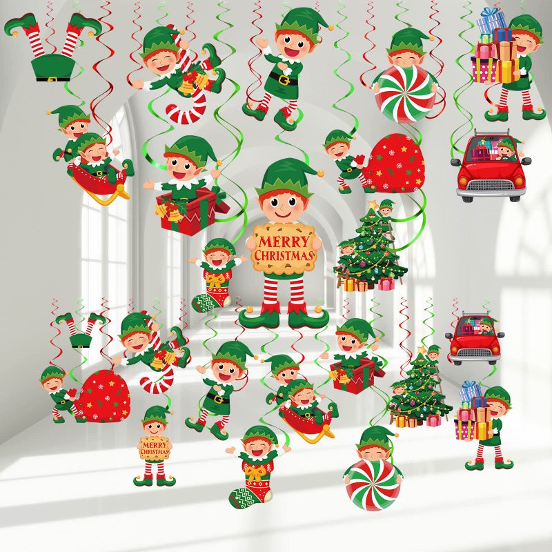 Zomiboo 53 Pcs Christmas Hanging Swirls Decorations Christmas Candy Gingerbread Man Truck Red Cardinals Christmas Ceiling Decor Ornaments for Christmas Tree Xmas Holiday Party SuppliesElf - Image 2