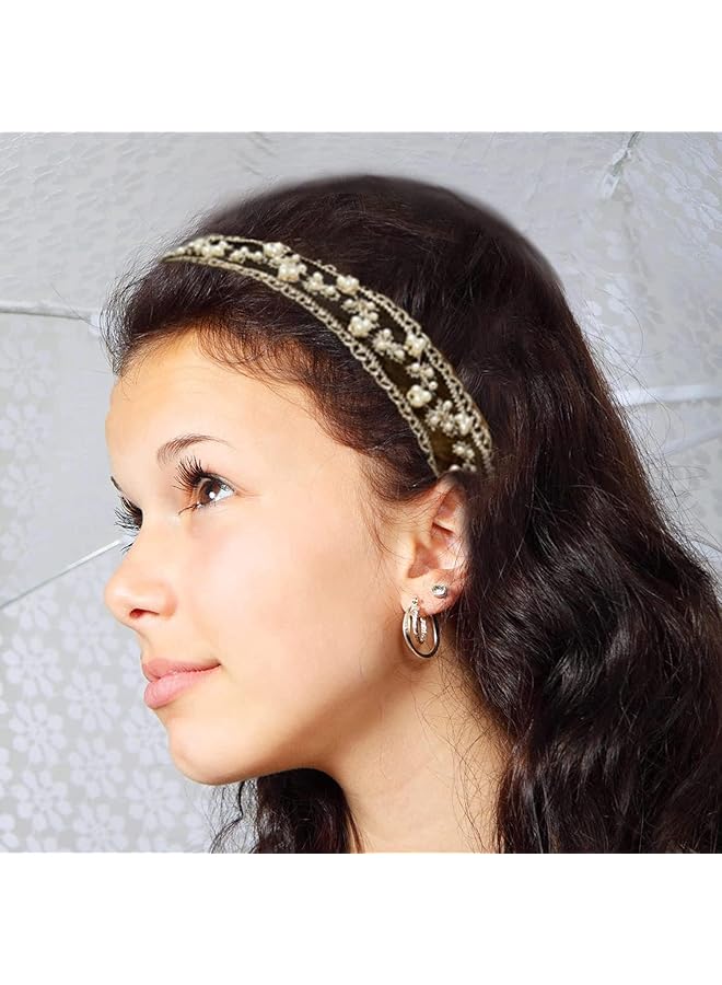 إيروريكس قطعتان من عصابات الرأس الدانتيلية، وشاح شعر عصري مزين بالورود، إكسسوارات عمامة من التول - Image 4