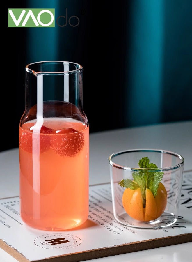 فاو دو مجموعة زجاجات مياه بجانب السرير مع زجاج لغرفة النوم منضدة زجاجة مياه ليلية زجاجة حمام زجاجية لغسيل الفم زجاجة زجاجية شفافة إبريق عصير زجاجة ماء 500 مللي - Image 2