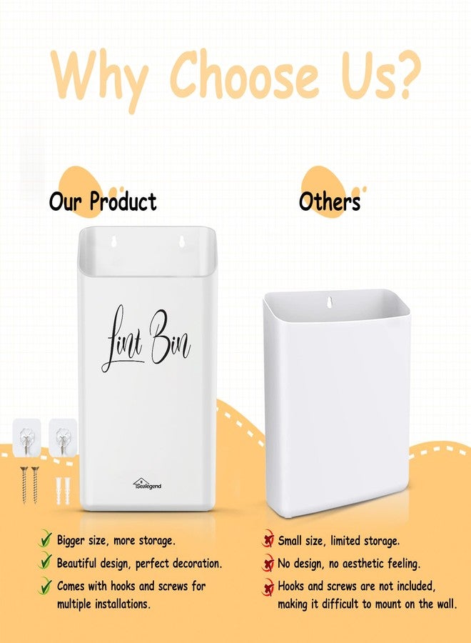 Sealegend Magnetic Lint Bin for Laundry Room Organization and Storage, Lint Trash Can for Laundry Room Decor, Wall Mounted Space-Saving, White - Image 2
