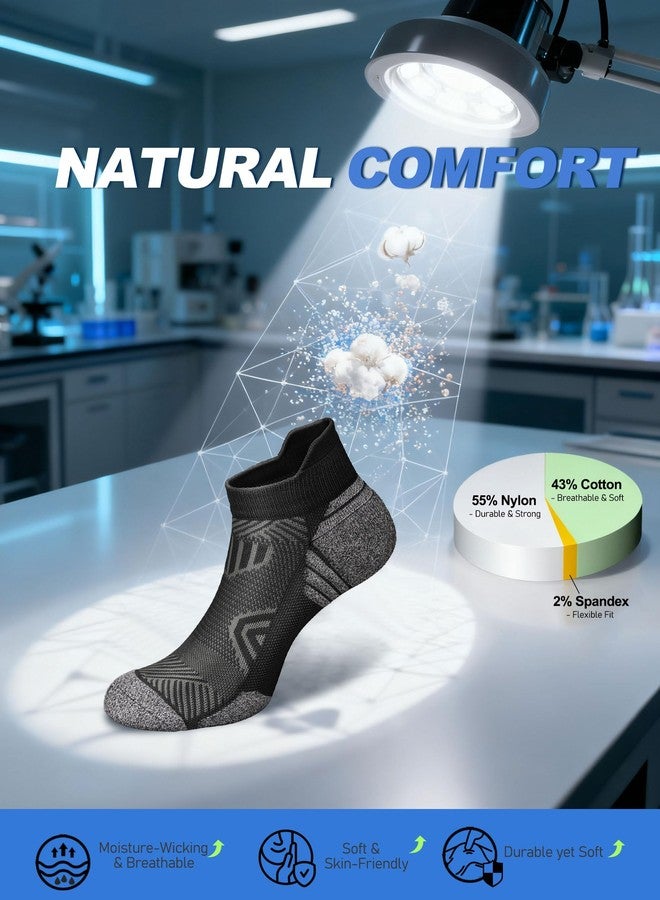 SOOVERKI Cushioned Cotton Ankle Compression Socks for Men Women 6 Pairs Wicking Low Cut Arch Support Plantar Fasciitis Socks - Image 2