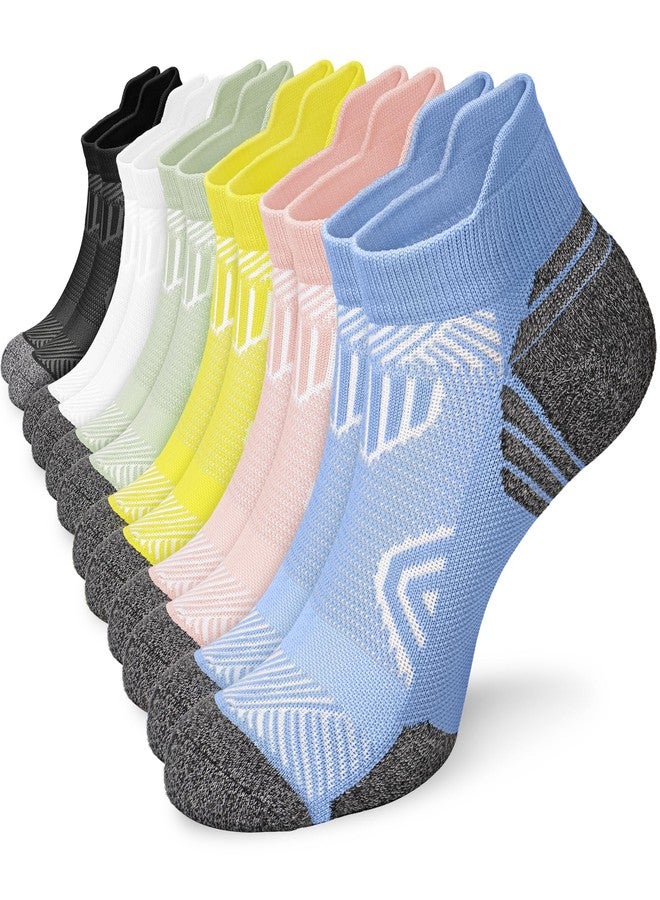 SOOVERKI Cushioned Cotton Ankle Compression Socks for Men Women 6 Pairs Wicking Low Cut Arch Support Plantar Fasciitis Socks - Image 1