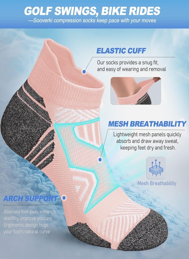SOOVERKI Cushioned Cotton Ankle Compression Socks for Men Women 6 Pairs Wicking Low Cut Arch Support Plantar Fasciitis Socks - Image 4