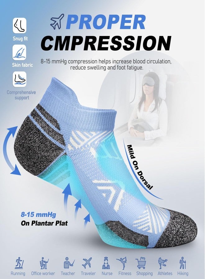 SOOVERKI Cushioned Cotton Ankle Compression Socks for Men Women 6 Pairs Wicking Low Cut Arch Support Plantar Fasciitis Socks - Image 3