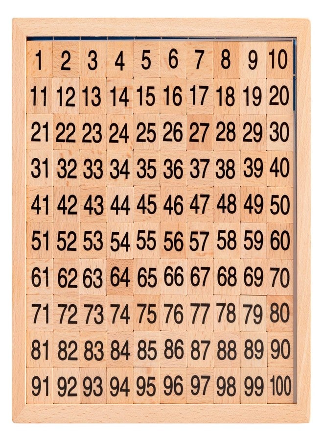 MERRYHEART Wooden Montessori Hundred Board, Counting Toy for Kindergarten - Toddler Math Game Board with Storage Bag - Image 1