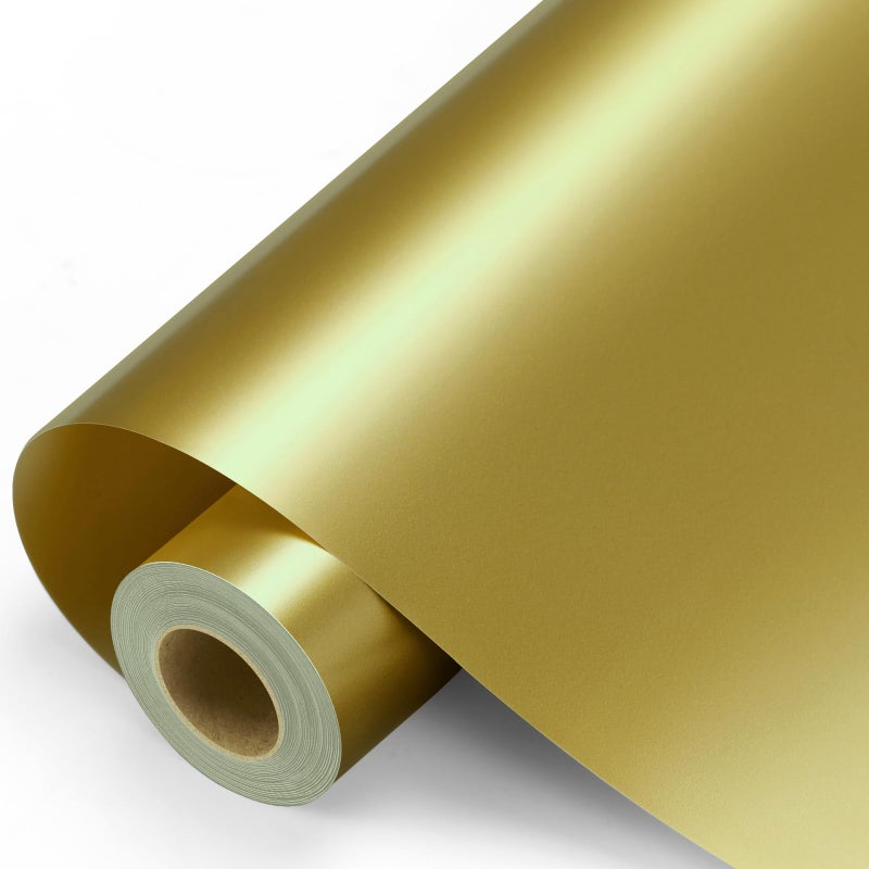 Gold Permanent Vinyl Gold Adhesive Vinyl Roll for All Cutting Machine Permanent Outdoor 12 x11FT for Decor Sticker Car Decal Scrapbooking Signs Glossy Waterproof
