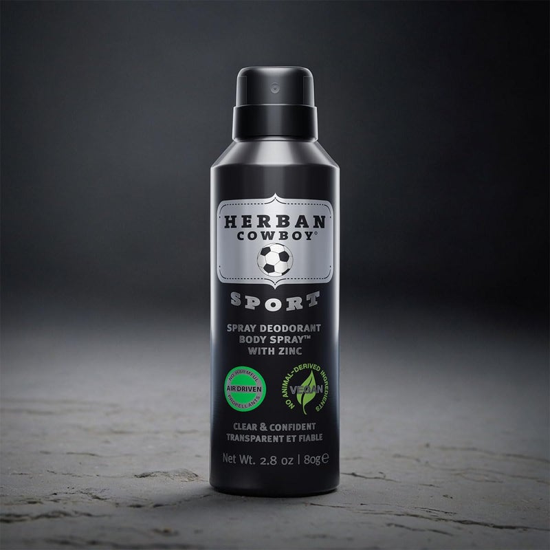 Herban Cowboy Dry Spray Deodorant Sport â€“ 2.8 oz Menâ€™s Dry Spray Deodorant Enhanced with Parsley, Rosemary & Sage No Parabens, No Phthalates & Certified Vegan (1 Pack, Sport) - Image 2