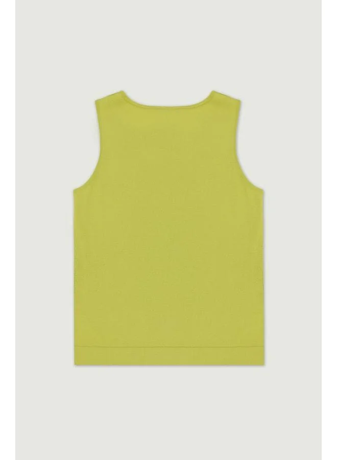 Mısırlı 1951 Lemon Green Basic Knitted Women's Tank Top