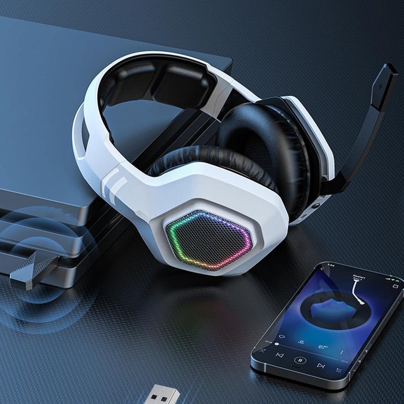 White 2 4G Gaming Headset Multifunctional Controls Dual Mode Low Latency for Laptops Switch - Image 3