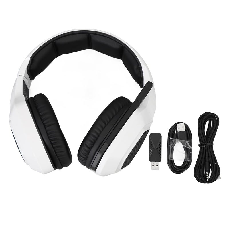White 2 4G Gaming Headset Multifunctional Controls Dual Mode Low Latency for Laptops Switch - Image 2