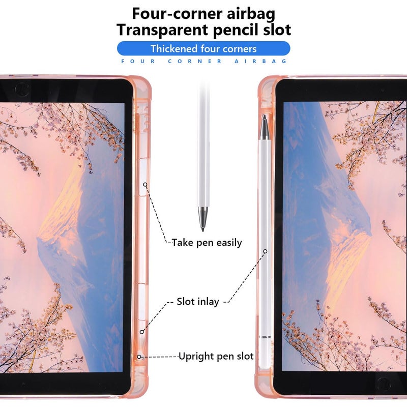 JOYLAND Cute Cherry Bowknot Case for iPad 9th/7th/8th Generation (2021/2020/2019) 10.2 Inch with Pencil Holder Lovely Bow Preppy Pink Girly Cover Auto Wake/Sleep Foldable Shockproof Case - Image 2