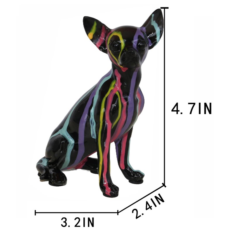 JOOMBE Fluid Chihuahua Statue, Creative Colorful Puppy Home Sculpture Decoration, Suitable for Decorating Bookshelves, Desktops, Kitchens, Living Rooms, and Other Spaces - Image 3