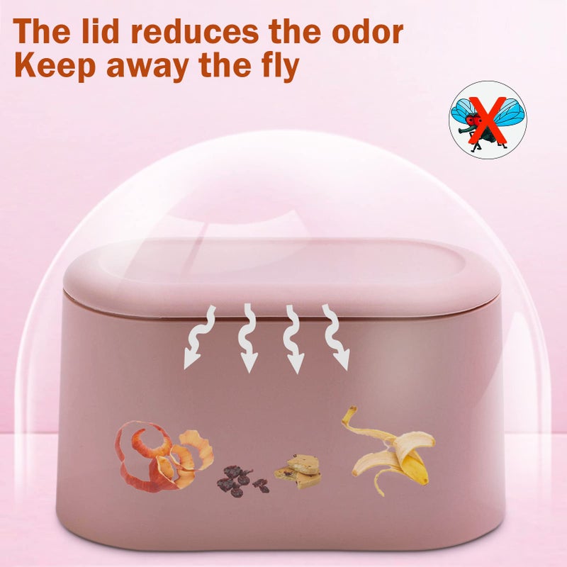 Business King Mini Desk Trash Can with Lid with 90 Pcs Trash Bag, Lint Bin 0.5 Gallon Countertop Waste Bin for Table Tiny Garbage Can for Office Bedroom (Pink) - Image 3