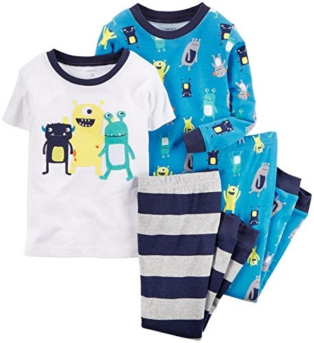 Carter's Baby Boys' 4 Piece Graphic Tee PJ Set (Baby) - Monsters - 6M - Image 5